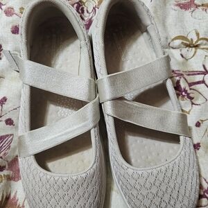 Skechers Cream Flats with Crisscross Straps